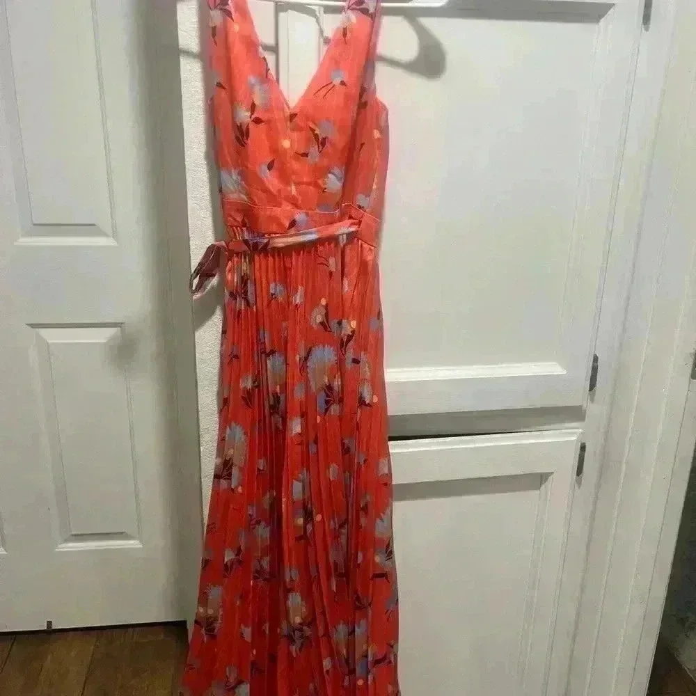 Self-Portrait sleeveless red botanical printed dress size 4 - Picture 6 of 6